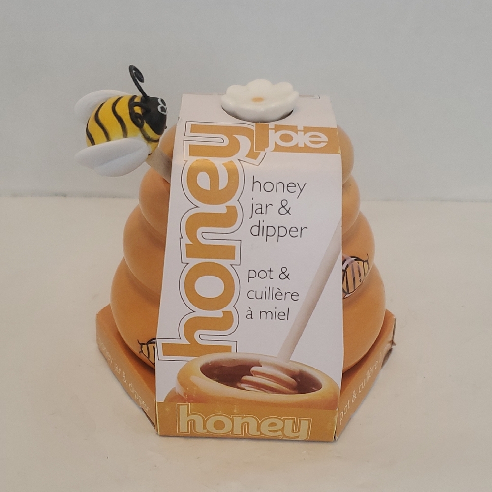 Joie Honey Jar & Dipper - Brown with Bee Design